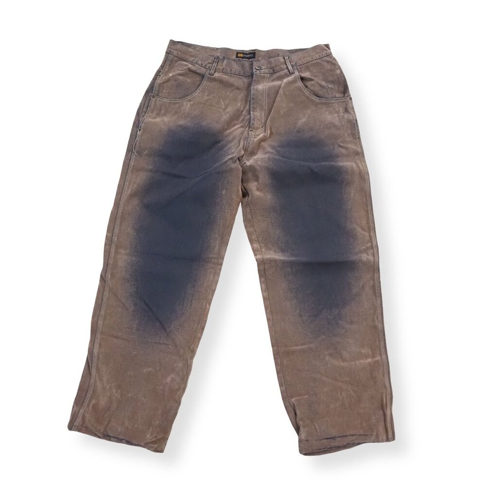 Godbody Vintage 90s Y2K Distressed‎ Relaxed Baggy Pants Men's 38 x 33 Brown READ